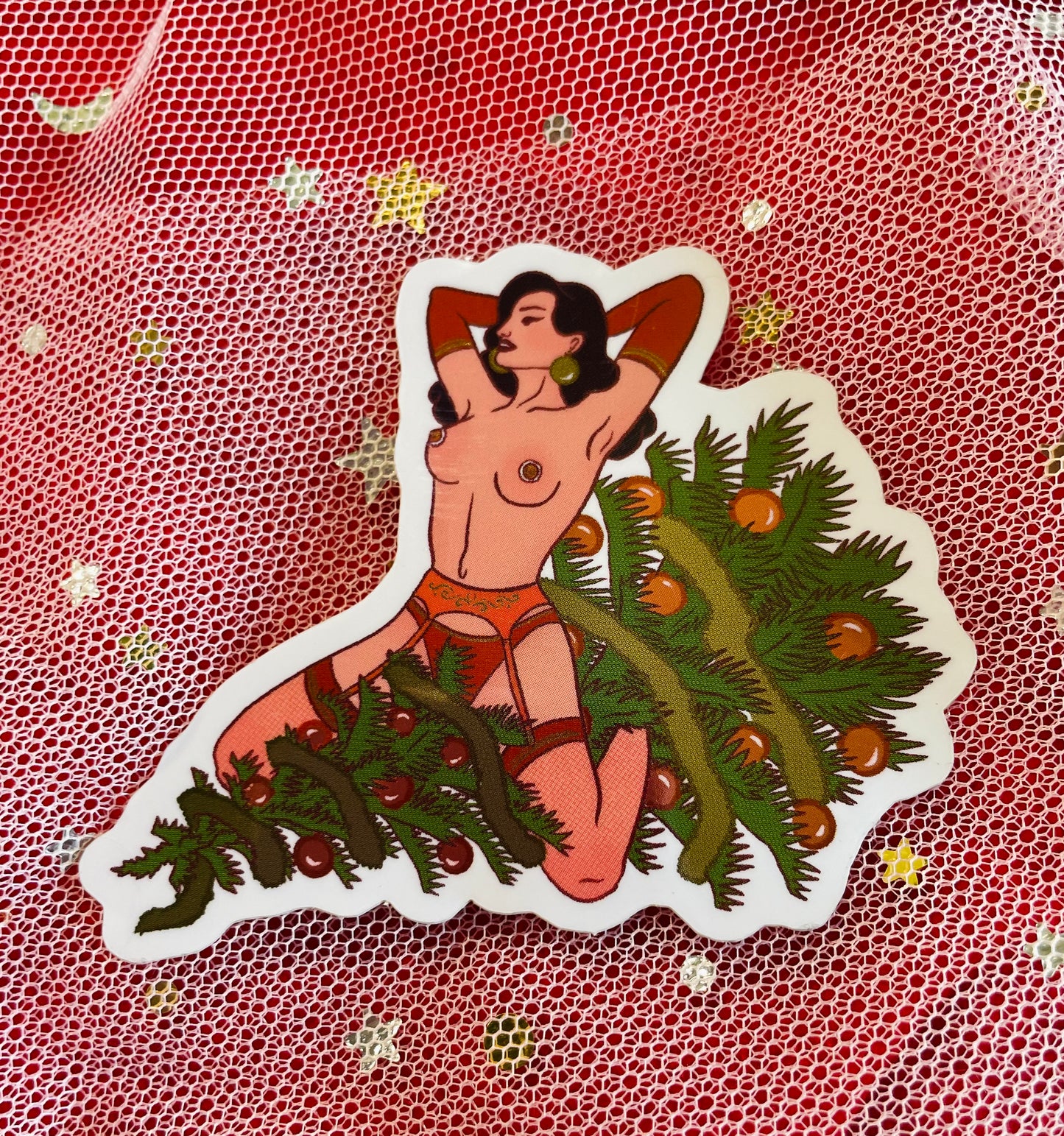 Christmas pinup sticker