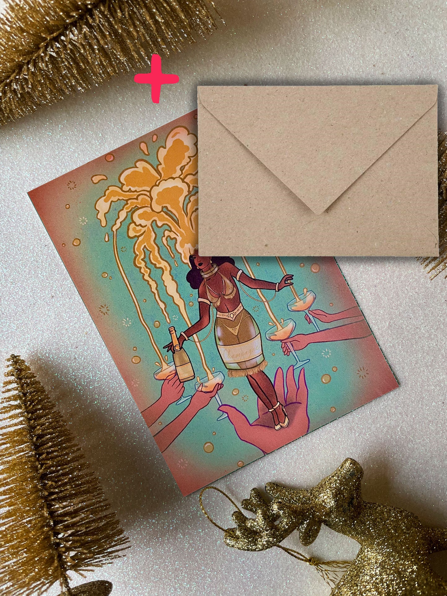 'Champagne burlesque' postcard