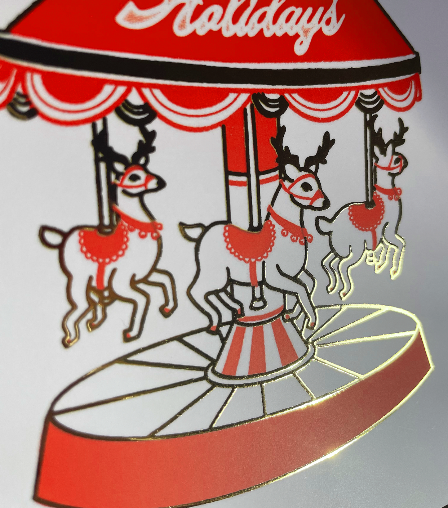 Reindeer carrousel Christmas card