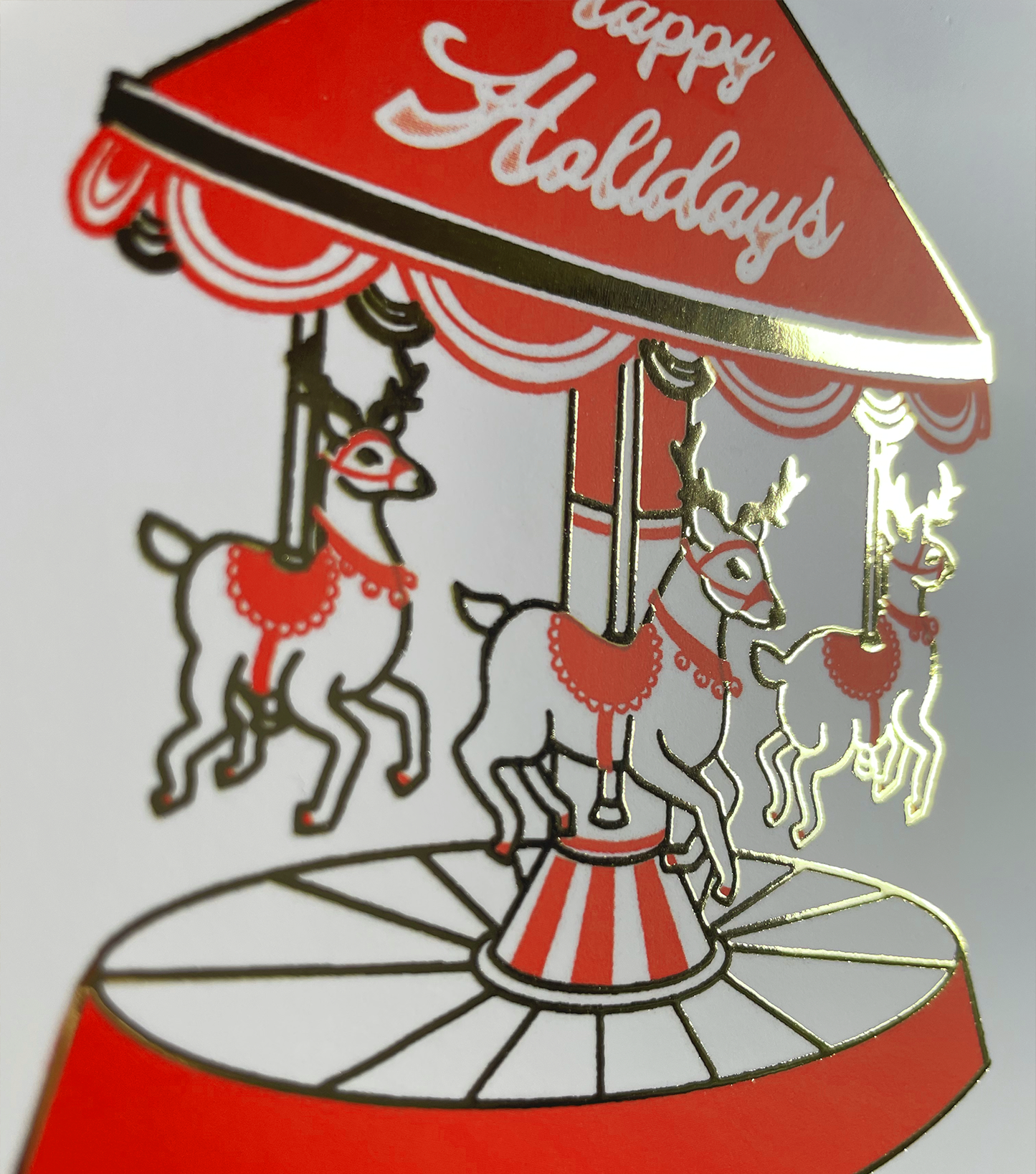 Reindeer carrousel Christmas card