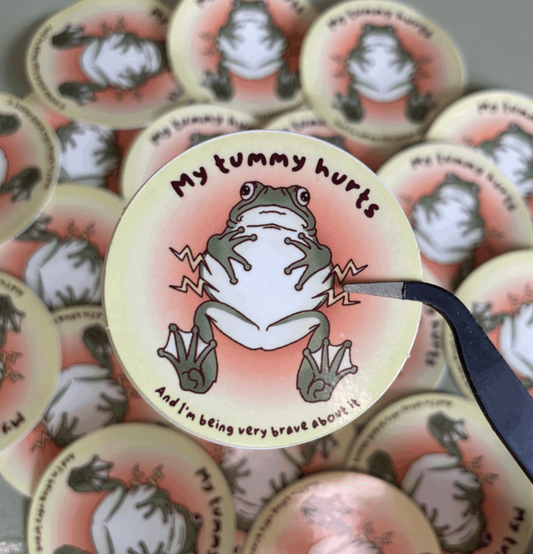 'tummy hurts' sticker