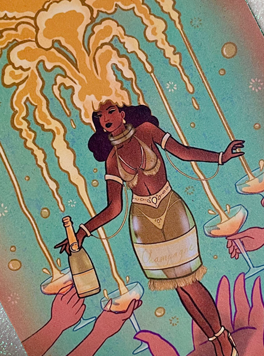 'Champagne burlesque' postcard