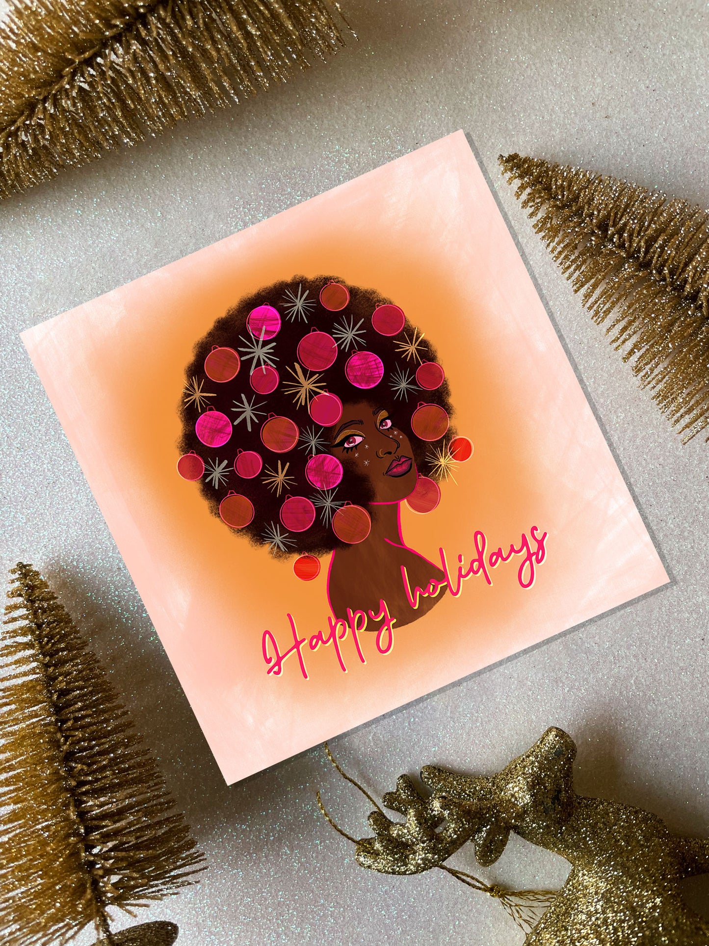 'Xmas hair' postcard