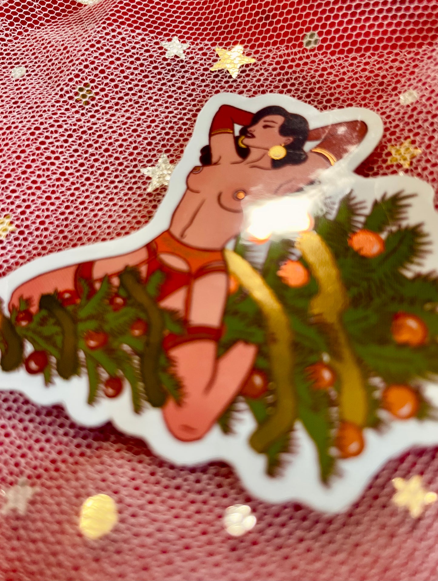 Christmas pinup sticker