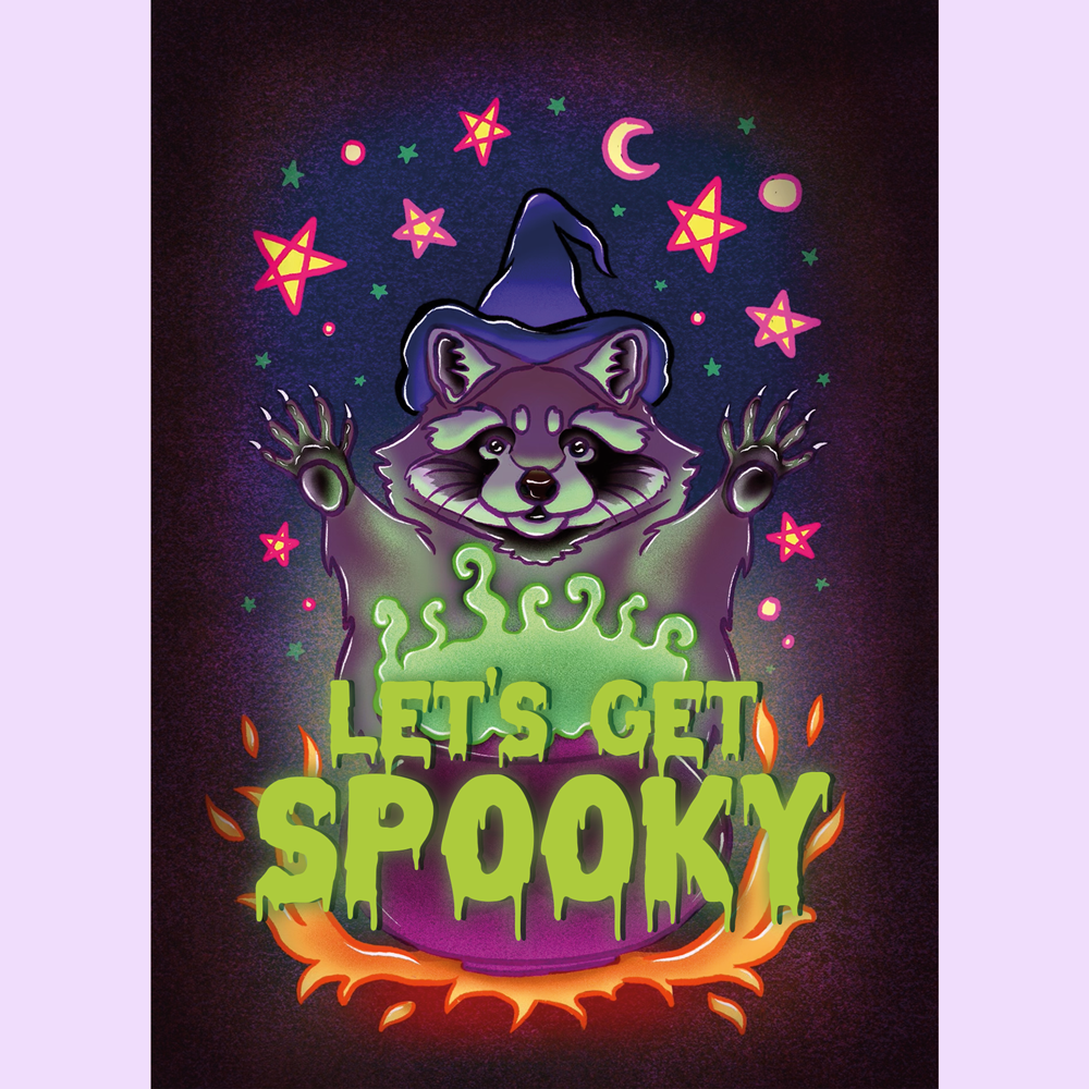 Set of 4 halloween animal cards