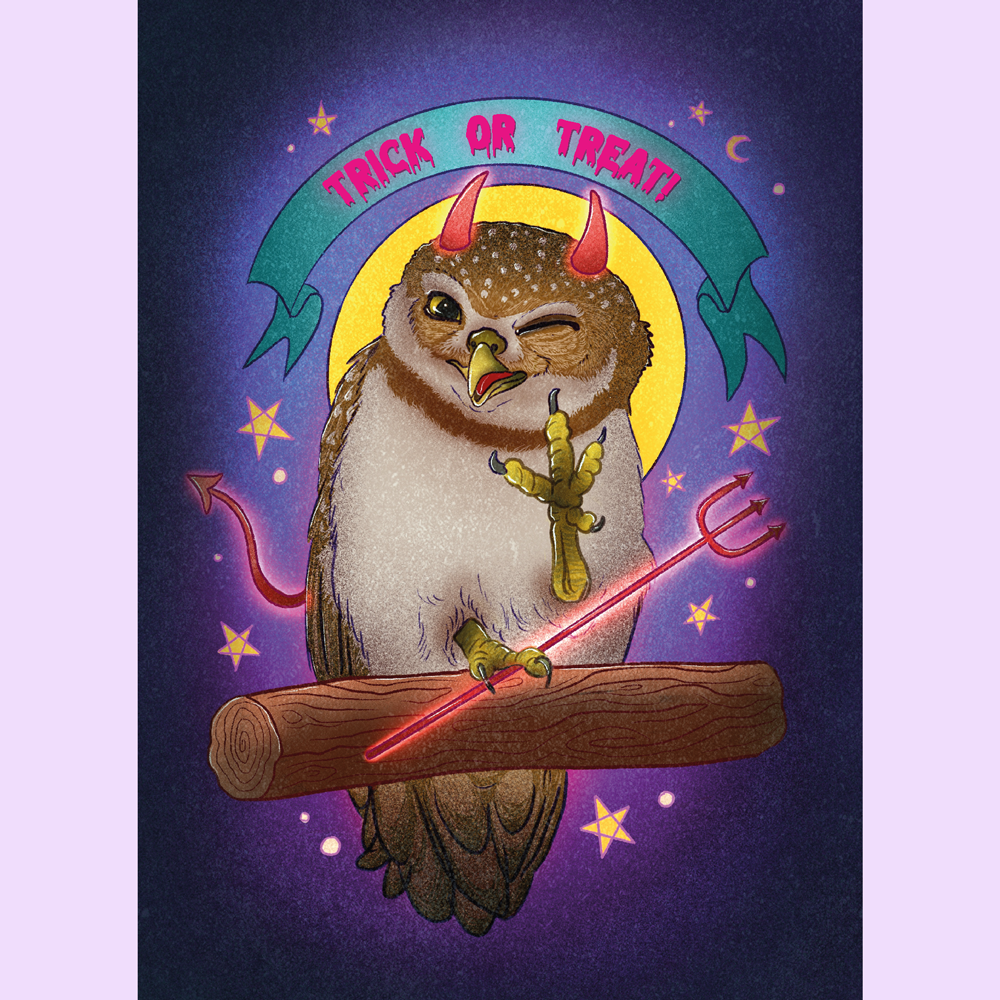 Set of 4 halloween animal cards