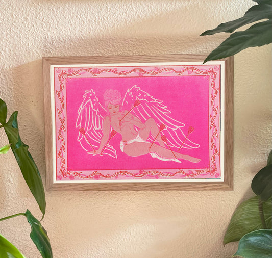 Valentines cupid riso print